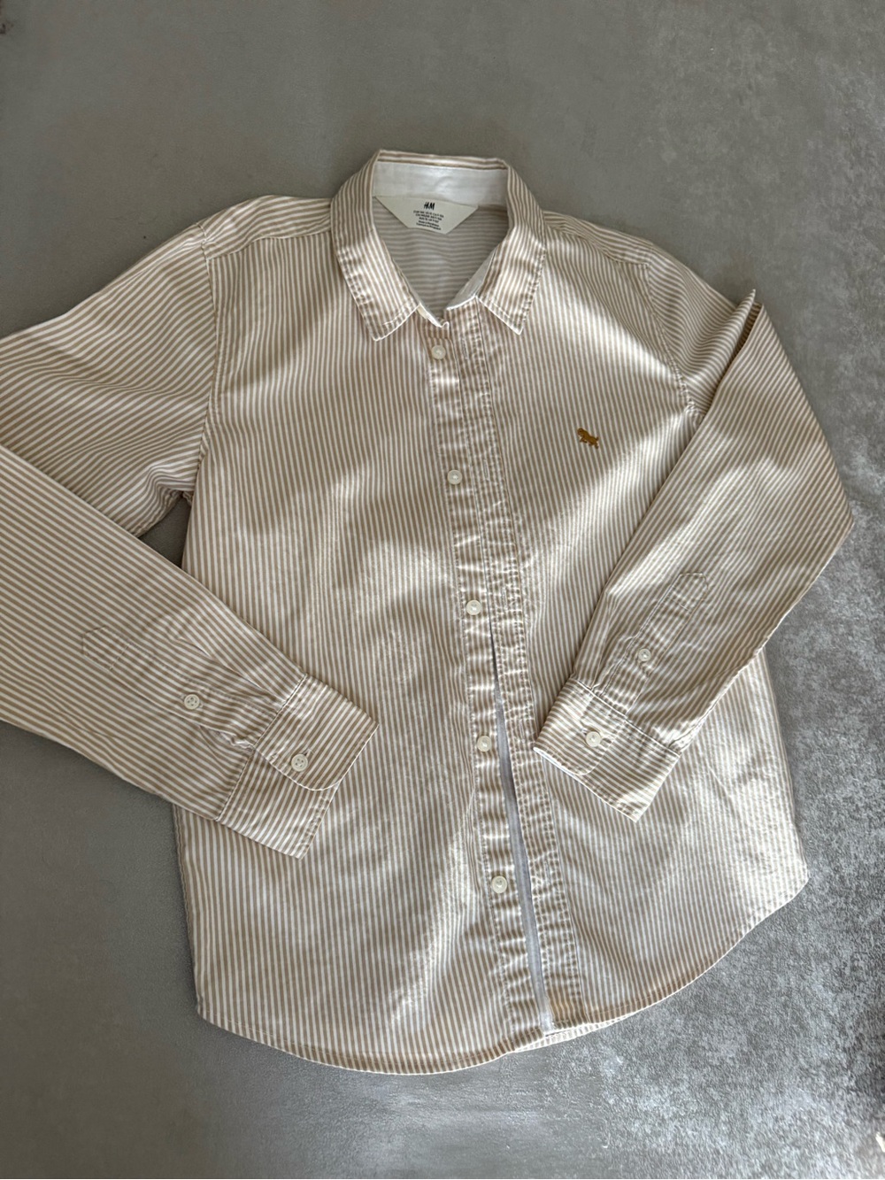 H&M Kids’ Tan and White Thin-Stripe Button-Down Shirt